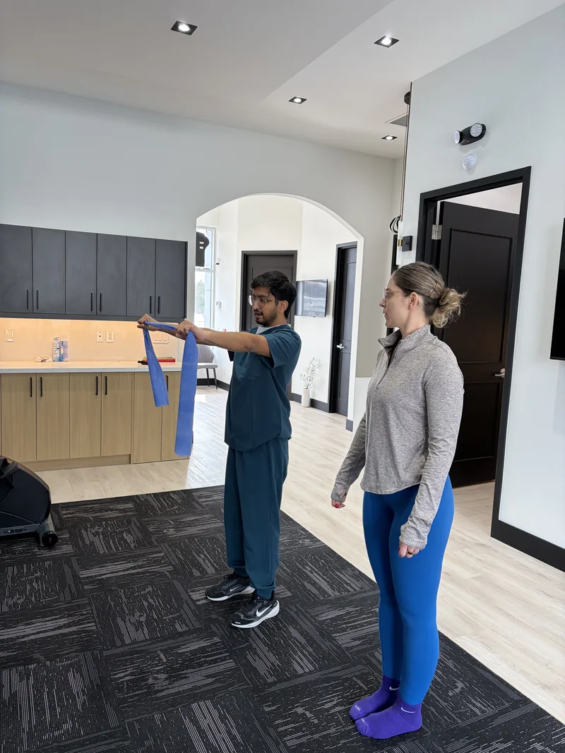 Guided shoulder rehabilitation after a car accident at Interlink Physiotherapy in Ancaster