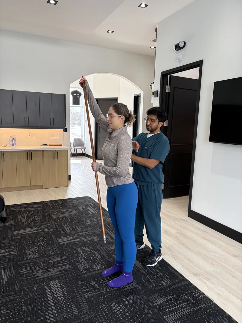 Guided neck and shoulder mobility exercise during whiplash rehabilitation in Ancaster